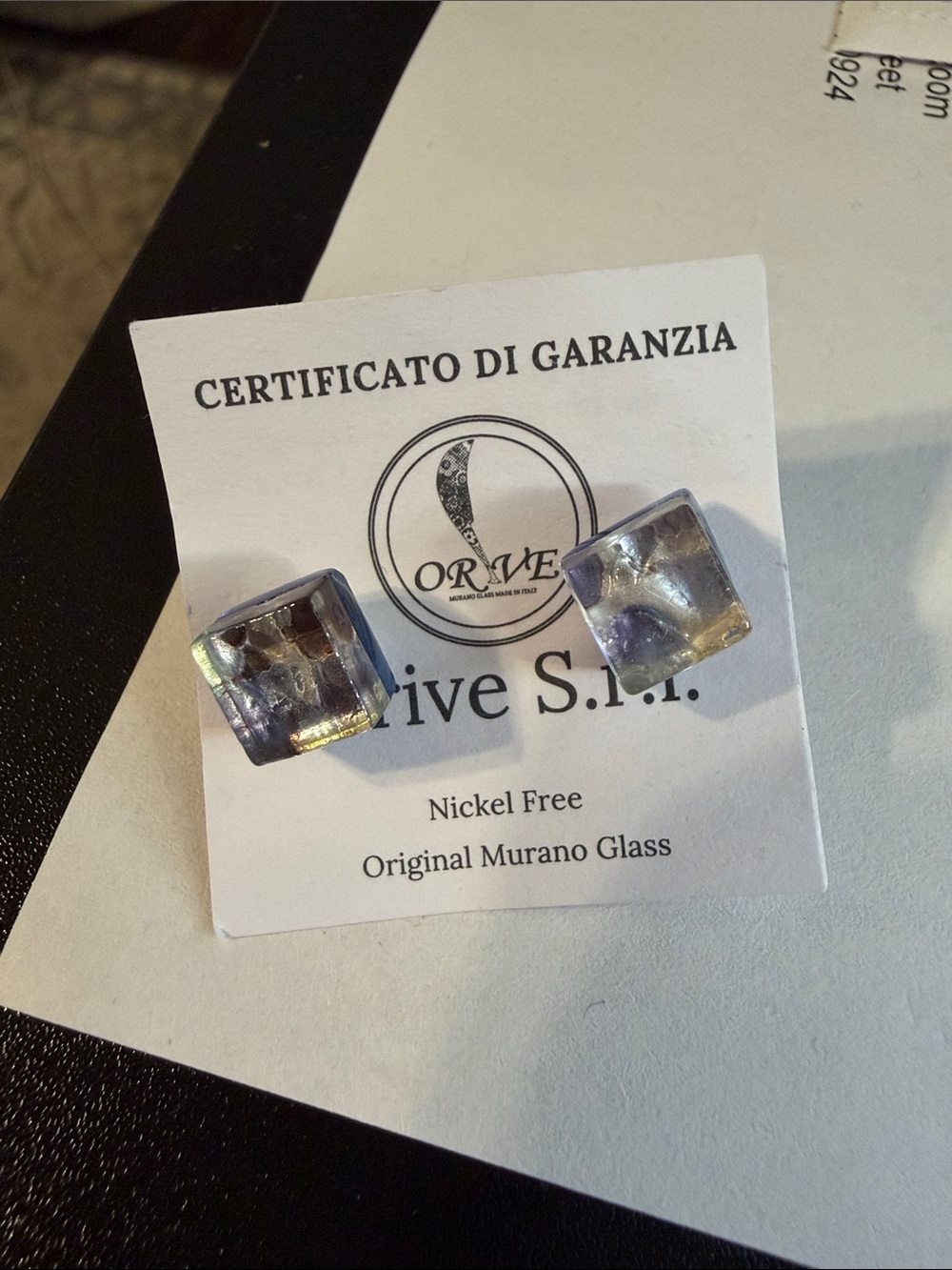 Murano Glass Square earrings Light Purple